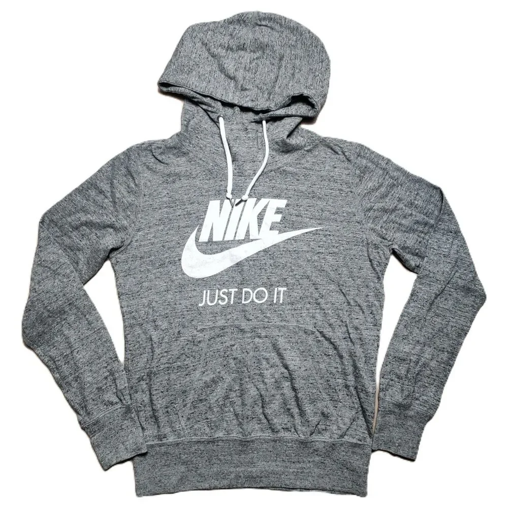 Nike Hoodie Women’s Medium Gray Just Do It Swoosh Pullover Sweatshirt